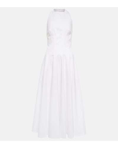 Alaïa Alaia Halterneck Cotton Poplin Maxi Dress - White