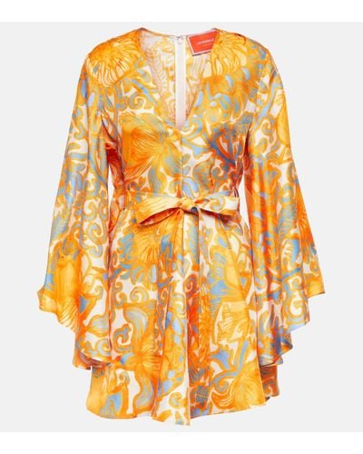 La DoubleJ Printed Silk Minidress - Orange