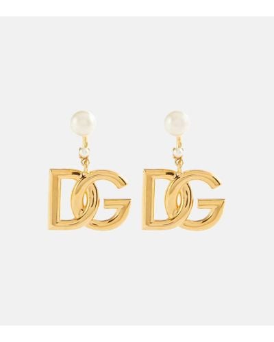 Dolce & Gabbana Ohrringe DG mit Zierperlen - Mettallic