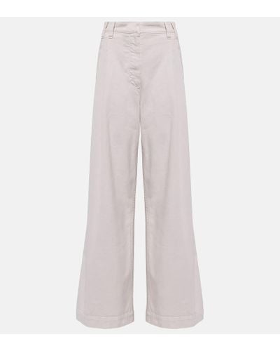 Brunello Cucinelli Pleated Wide-leg Cotton Poplin Pants - White