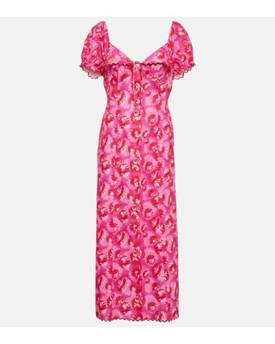 RIXO London Briella Floral-print Midi Dress - Pink