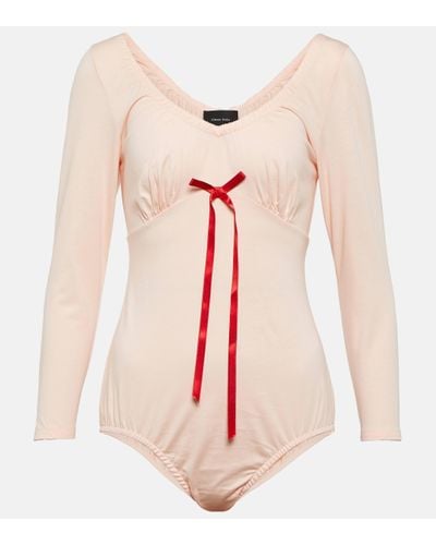 Simone Rocha Bow-embellished Cotton Bodysuit - Pink