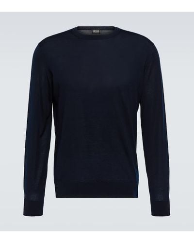 Zegna Ribbed-knit Wool Sweater - Blue