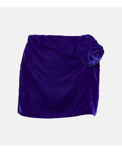 DIDU Floral-applique Velvet Miniskirt - Purple
