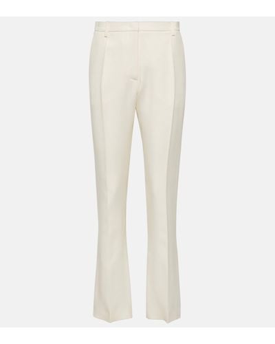 Valentino Pantalon a taille haute en laine et soie - Blanc