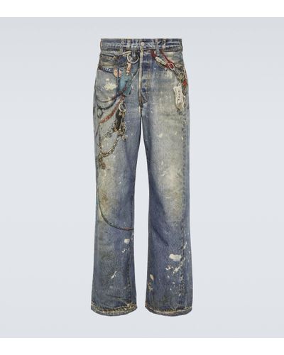Acne Studios 1981m Printed Low-rise Wide-leg Jeans - Blue
