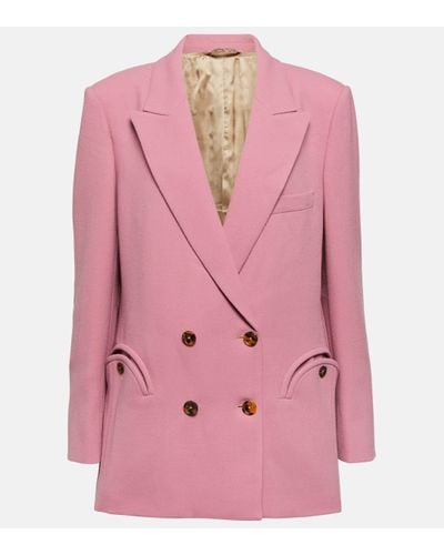 Blazé Milano Cool & Easy Double-breasted Wool Blazer - Pink