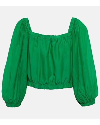 Velvet Cotton And Silk Top - Green