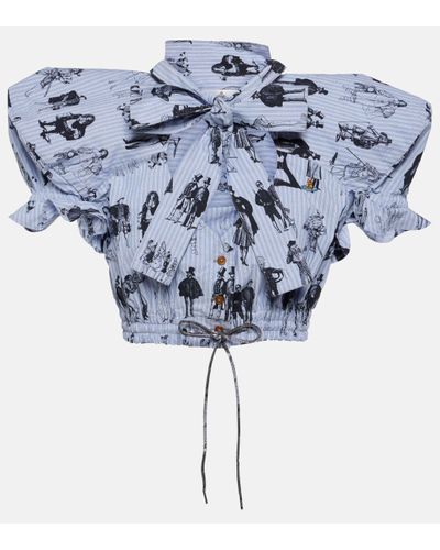Vivienne Westwood Top raccourci imprime en coton - Bleu
