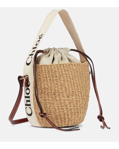 Chloé Bucket-Bag Woody Small mit Leder - Mettallic