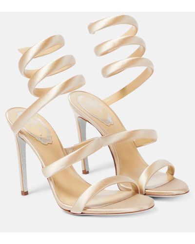 Rene Caovilla Cleo Satin Sandals - Natural