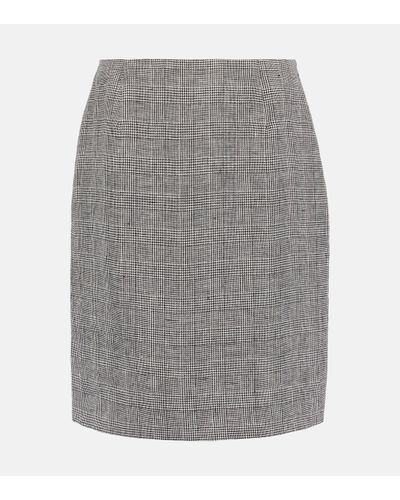 Blazé Milano Coci Checked Linen Pencil Skirt - Grey