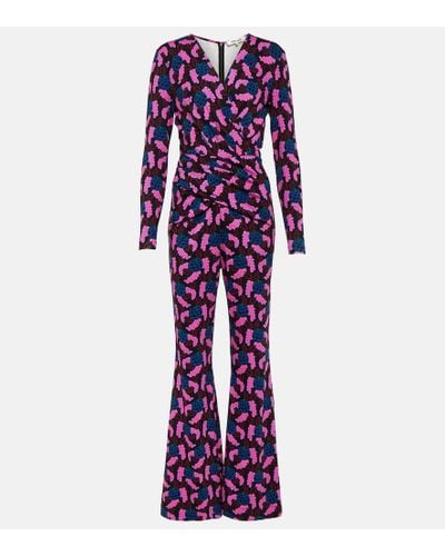 Diane von Furstenberg Ursula Printed Jersey Jumpsuit - Purple