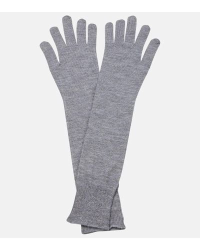 Alaïa Cashmere And Silk Gloves - Gray