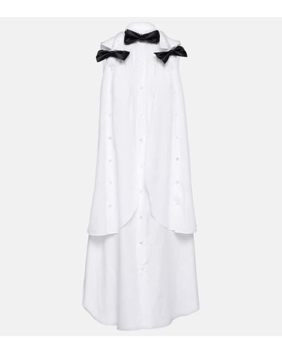 Noir Kei Ninomiya Bow-detail Cotton Poplin Midi Dress - White