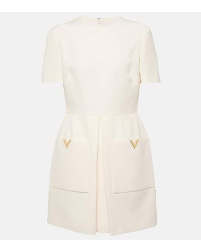 Valentino Vestido corto de Crepe Couture con VGold - Neutro