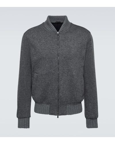 Thom Sweeney Chaqueta bomber de cachemir - Gris