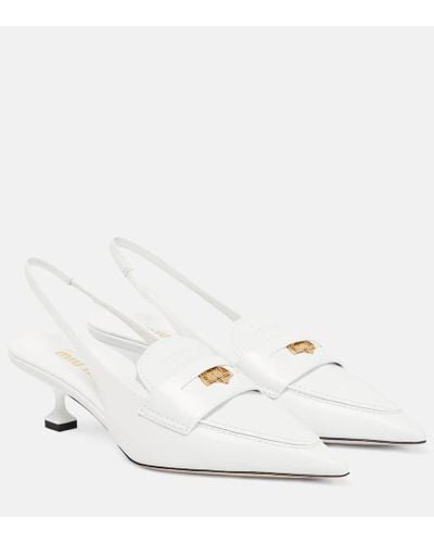 Miu Miu Slingback-Pumps aus Leder - Weiß