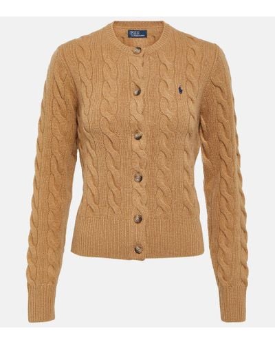 Polo Ralph Lauren Cardigan de punto trenzado de lana y cachemir - Marrón