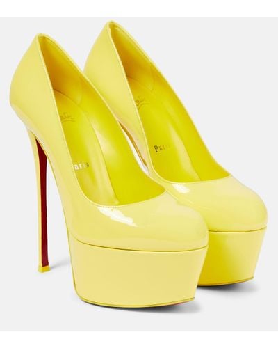 Christian Louboutin Dolly Alta Patent Leather Platform Court Shoes - Yellow