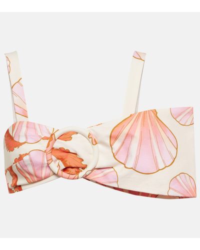 Adriana Degreas Seashell Printed Cotton Bra Top - Pink