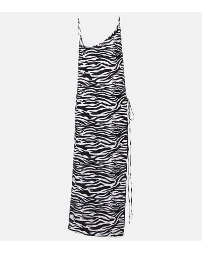 The Attico Robe midi a imprime zebre - Blanc