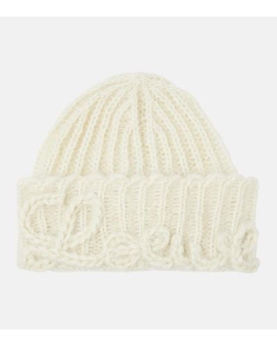 Loewe Logo Mohair-blend Beanie - Natural