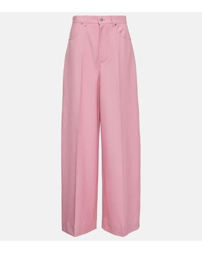 Gucci Pleated Wool Wide-leg Pants - Pink