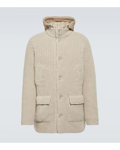 Herno Hooded Cable-knit Wool Jacket - Natural
