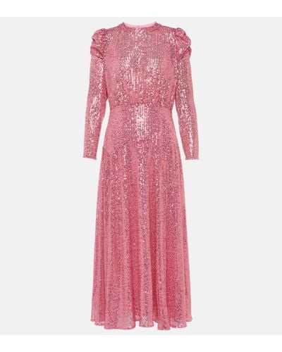 RIXO London Cerise Sequined Midi Dress - Pink