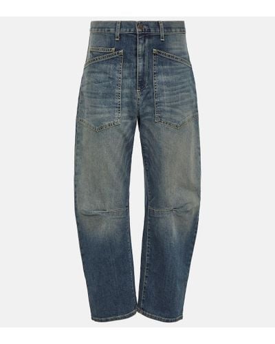 Nili Lotan High-Rise Barrel Jeans Shon - Blau