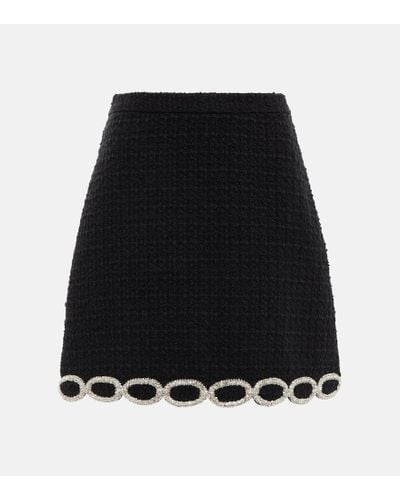 Valentino Embellished Tweed Miniskirt - Black