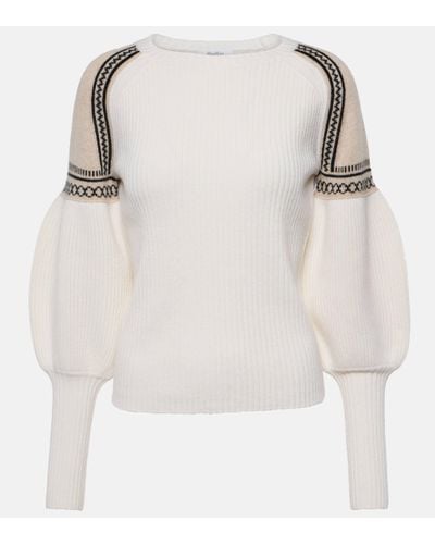 Max Mara Neutral Ribbed-knit Jacquard Jumper - Women's - Wool/cashmere - White