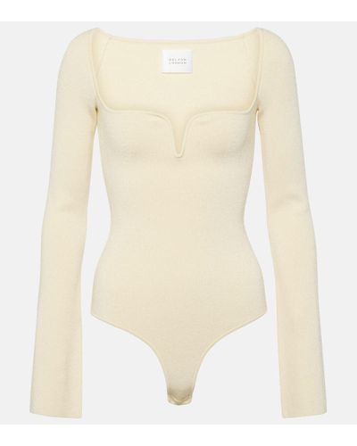 Galvan London Gaia Ribbed-knit Bodysuit - Natural