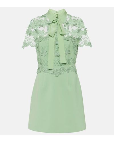 Elie Saab Vestido corto en mezcla de seda floral - Verde
