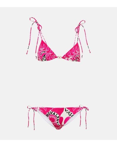 Valentino Bikini triangular estampado - Rosa