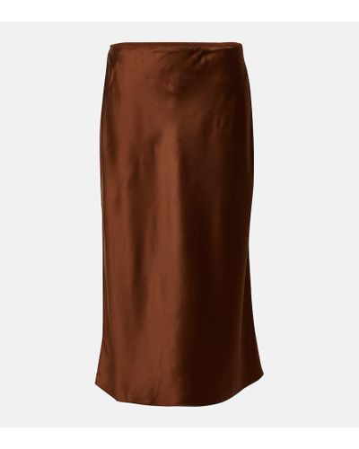 JOSEPH Isaak Silk Satin Slip Skirt - Brown