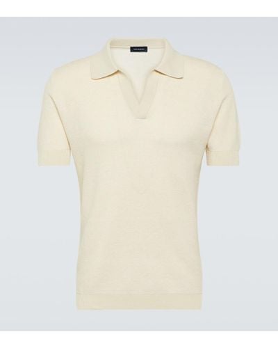 Thom Sweeney Cotton And Linen Polo Shirt - Natural