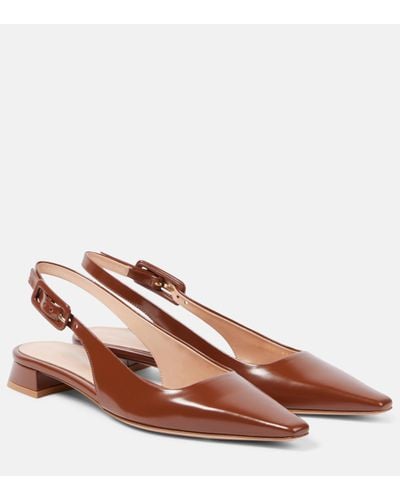 Gianvito Rossi Patent Leather Slingback Flats - Brown