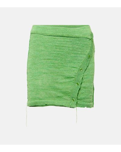 Acne Studios Mini-jupe en lin melange - Vert