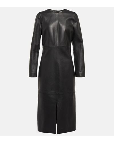 Totême Panelled Leather Midi Dress - Black