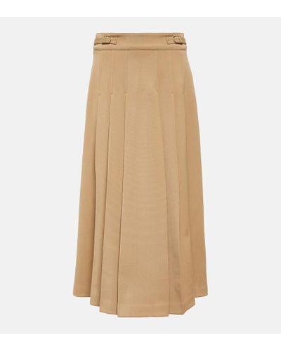 Gabriela Hearst Wesley Pleated Wool Midi Skirt - Natural