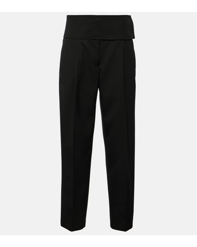 Jil Sander High-rise Wool Wide-leg Trousers - Black