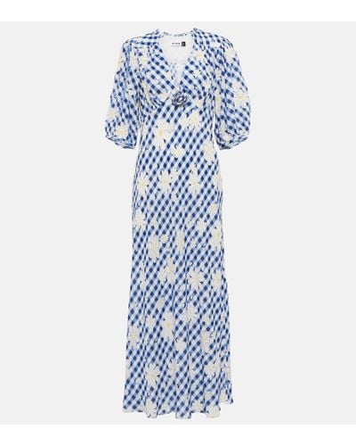 RIXO London Robe Midi En Tissu Imprimé Nicolette - Bleu
