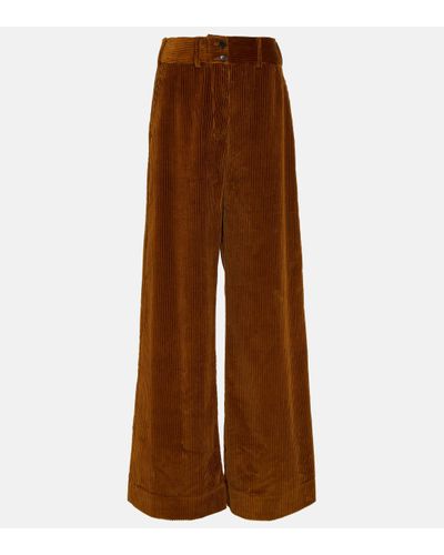 Etro Pantalon ample en velours cotele de coton - Marron