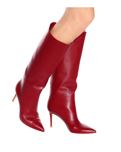 Gianvito Rossi Suzan 85 Leather Boots in Red - Lyst