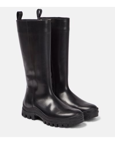 The Row Greta Leather Rain Boots - Black