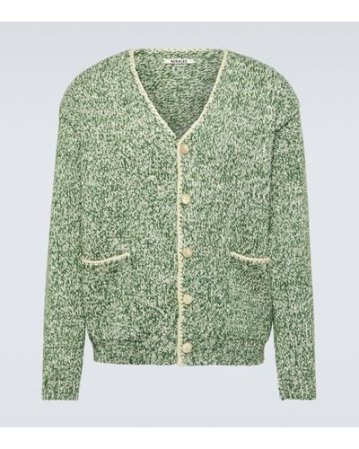 AURALEE Oversized Wool And Silk Cardigan - Green