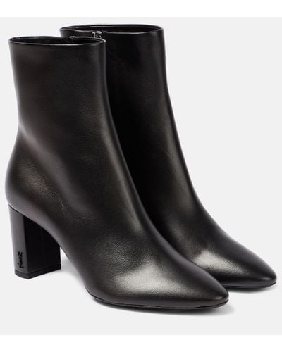 Saint Laurent Lou Leather Ankle Boots - Black