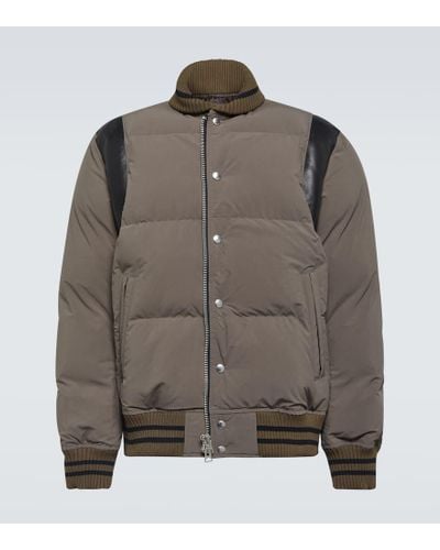 Sacai Leather-trimmed Padded Bomber Jacket - Brown